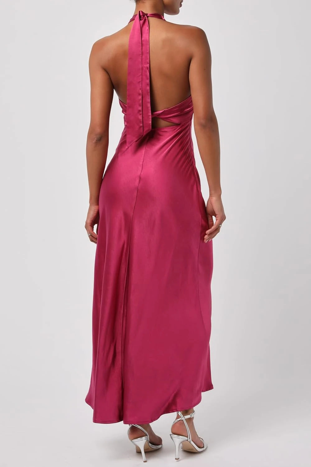 Satin Halter Maxi Dress