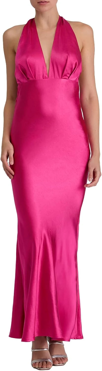 Satin Halter Formal Maxi Dress