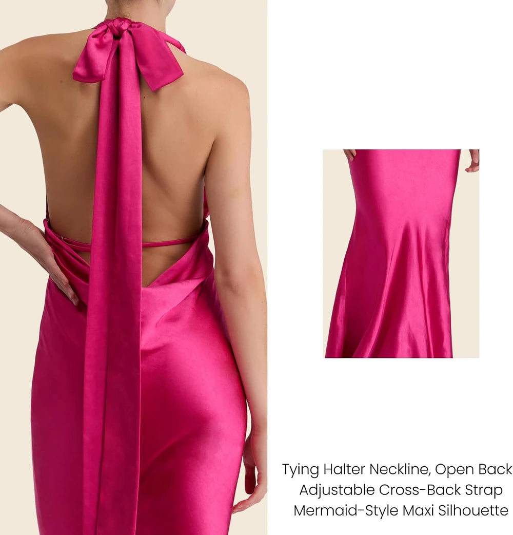 Satin Halter Formal Maxi Dress