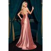 Satin Stretch Fitted Evening Gown