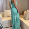 Ruched Halter Mermaid Evening Gown