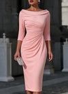 Off Shoulder Bodycon Formal Midi Dress