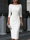 Off Shoulder Bodycon Formal Midi Dress