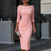 Off Shoulder Bodycon Formal Midi Dress