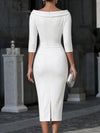 Off Shoulder Bodycon Formal Midi Dress