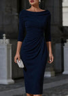 Off Shoulder Bodycon Formal Midi Dress