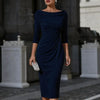 Off Shoulder Bodycon Formal Midi Dress