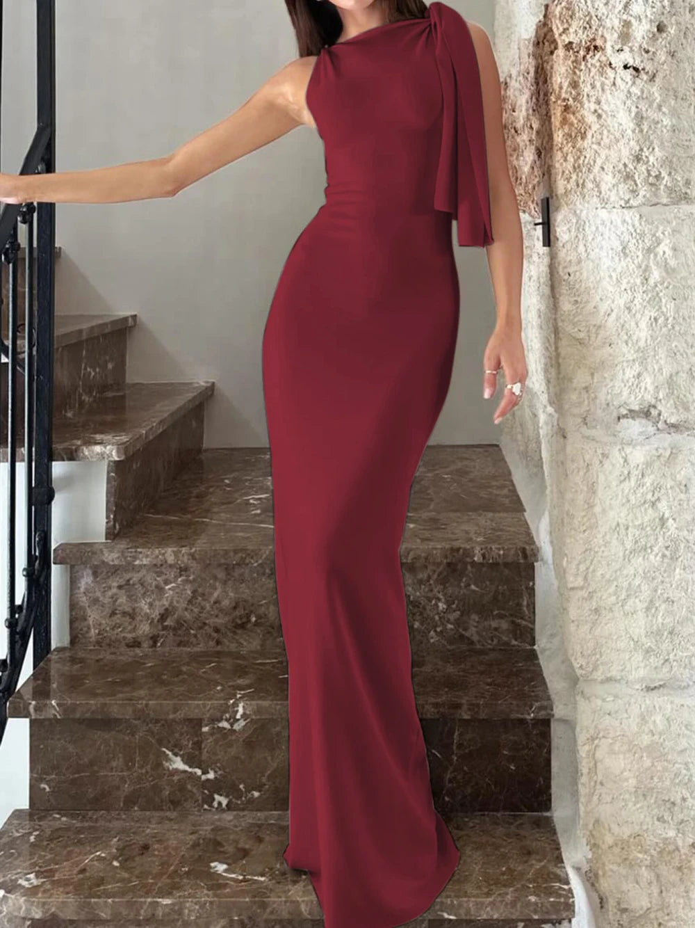 Sleeveless Patchwork Bodycon Maxi Dress