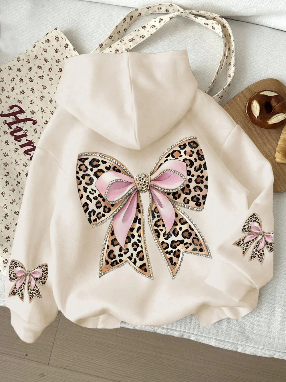 Leopard Print Bow Hoodie