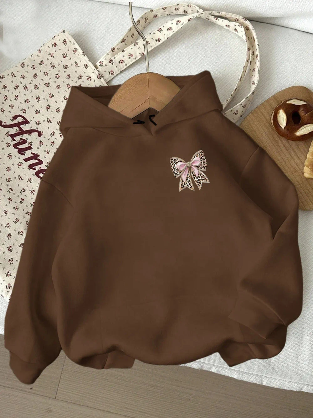 Leopard Print Bow Hoodie