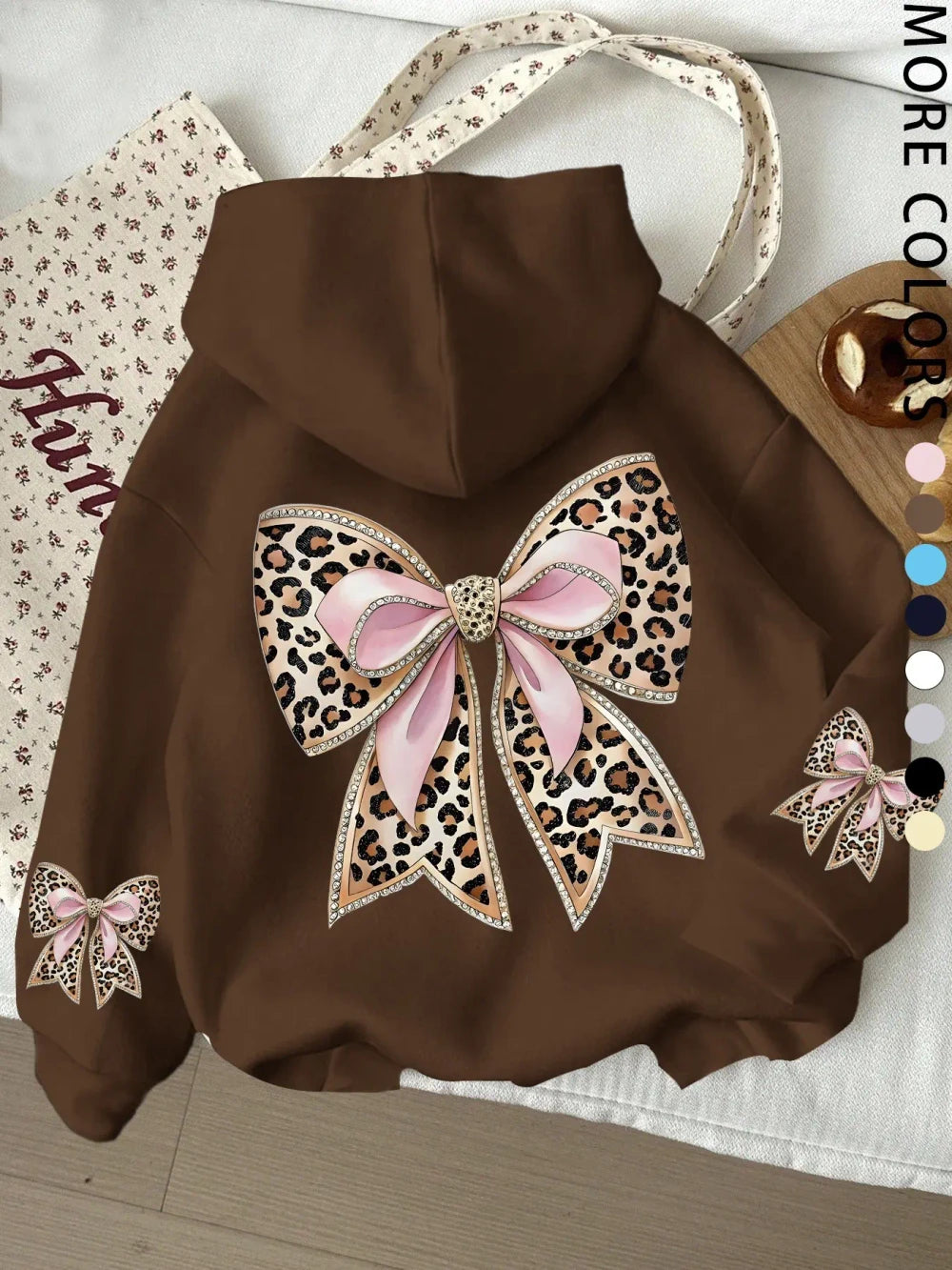 Leopard Print Bow Hoodie