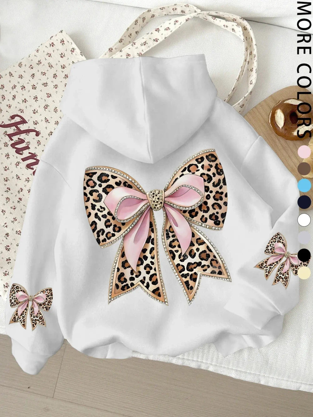 Leopard Print Bow Hoodie