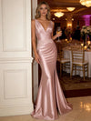 Lace Applique Satin Mermaid Prom Dress
