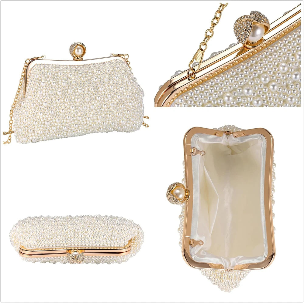Faux Pearl Evening Clutch Purse