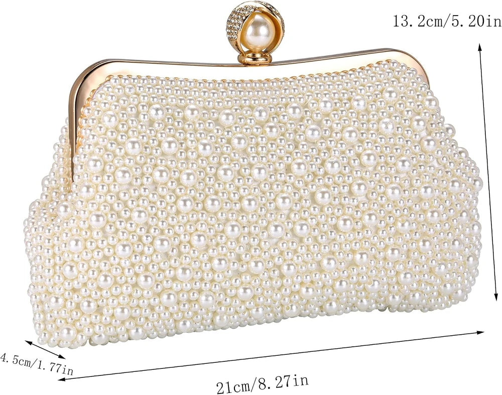 Faux Pearl Evening Clutch Purse