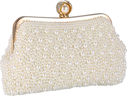 Faux Pearl Evening Clutch Purse