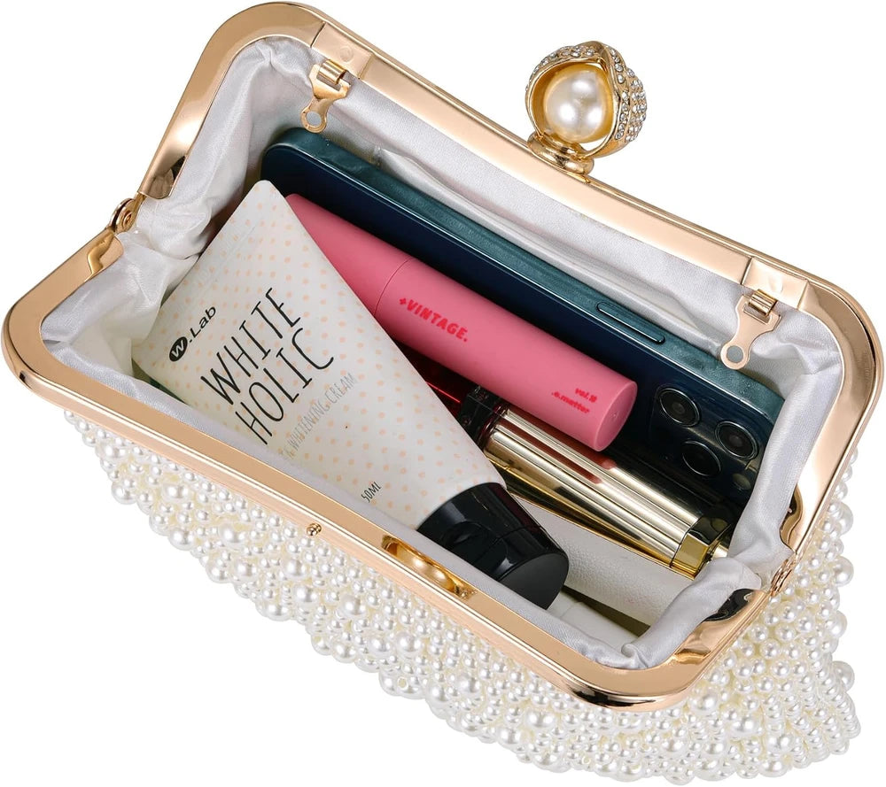 Faux Pearl Evening Clutch Purse