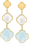 Italian Aquamarine Clover Drop Earrings