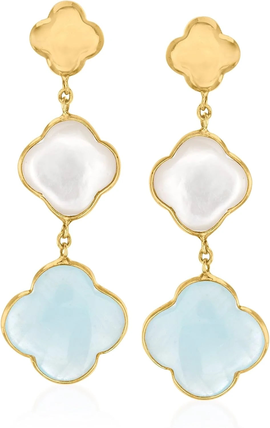 Italian Aquamarine Clover Drop Earrings