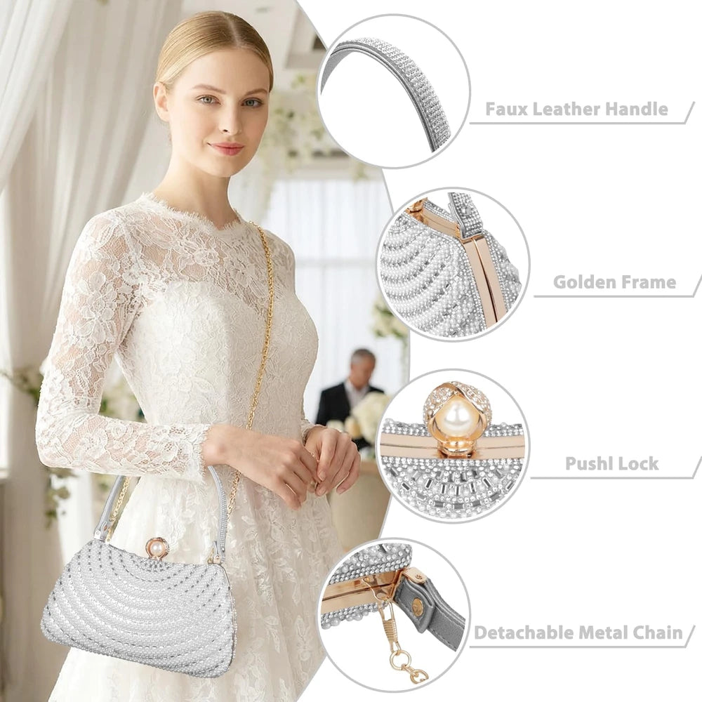 Rhinestone Pearl Evening Clutch