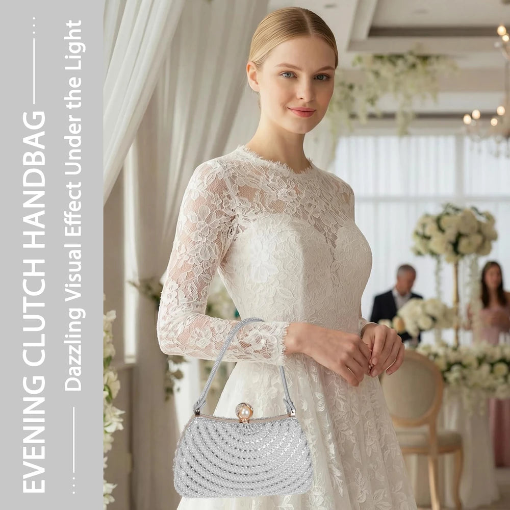 Rhinestone Pearl Evening Clutch