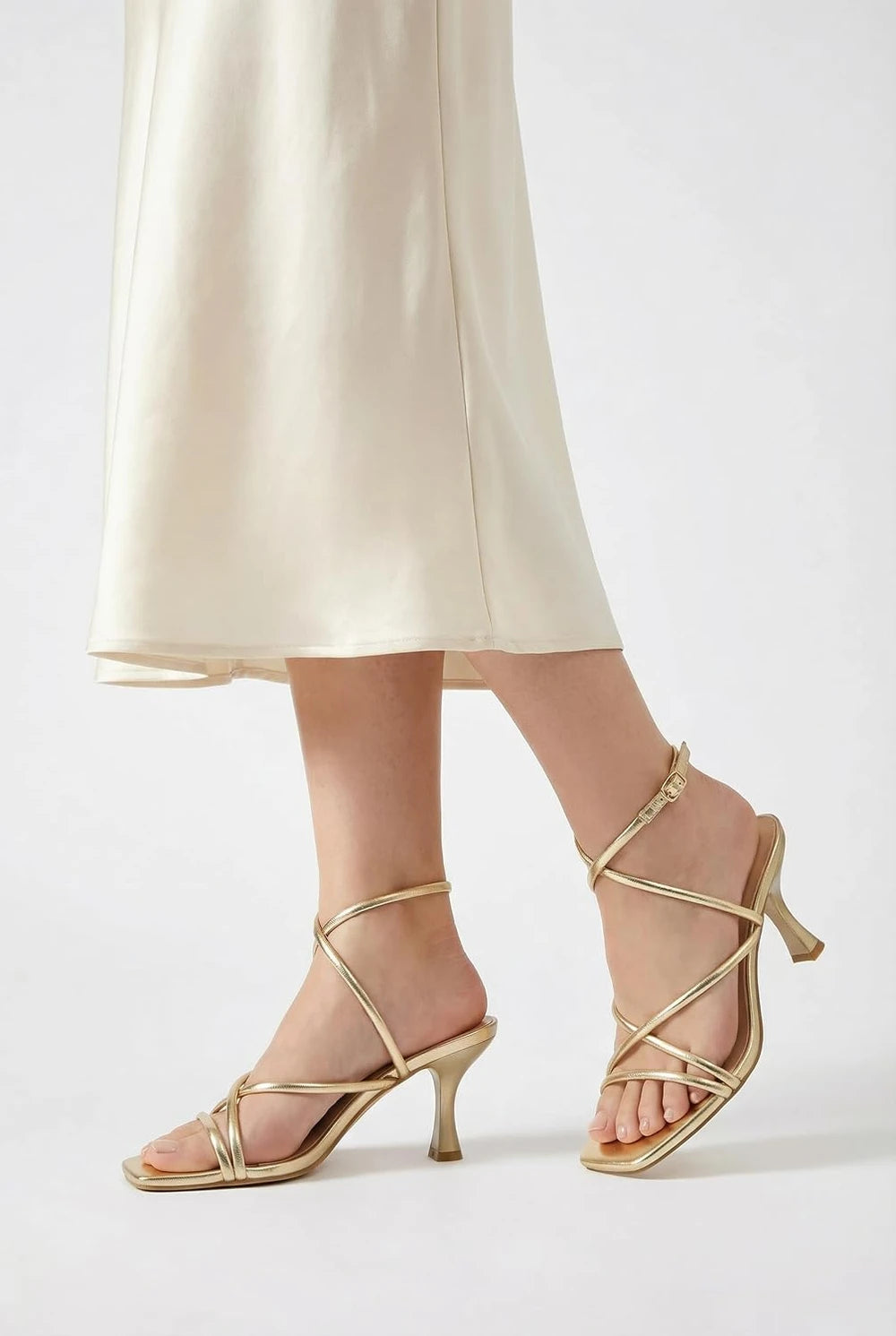 Square Toe Kitten Heel Sandals