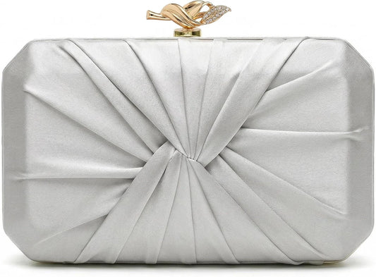Pleated Satin Evening Clutch