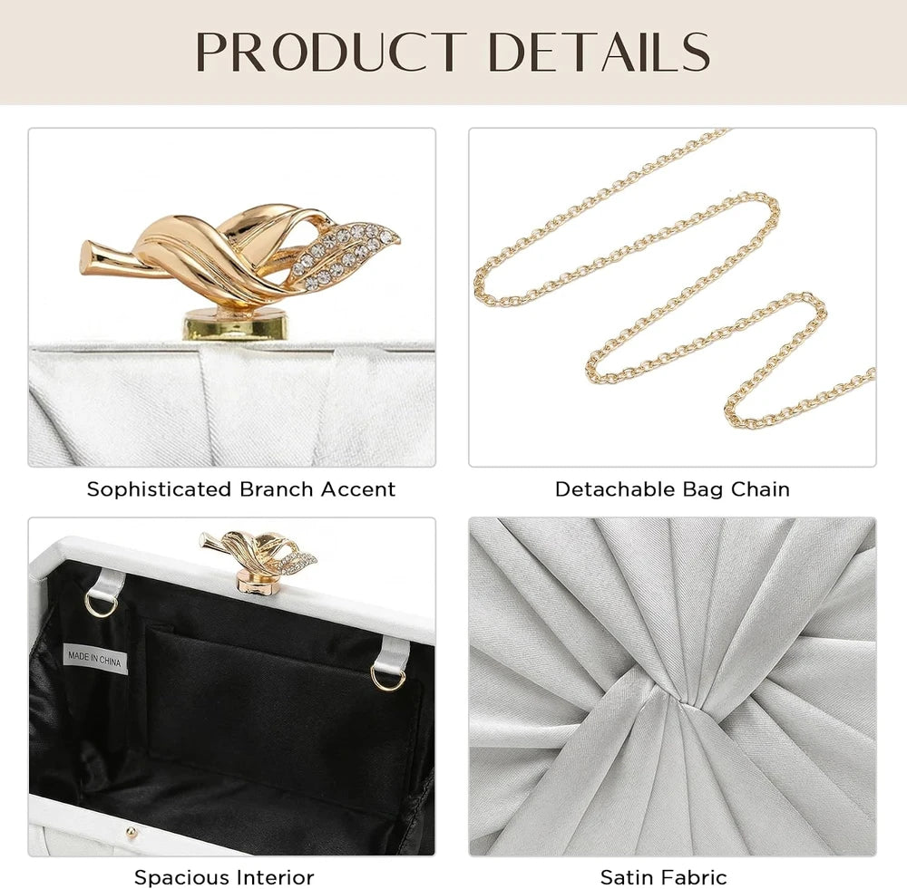 Pleated Satin Evening Clutch