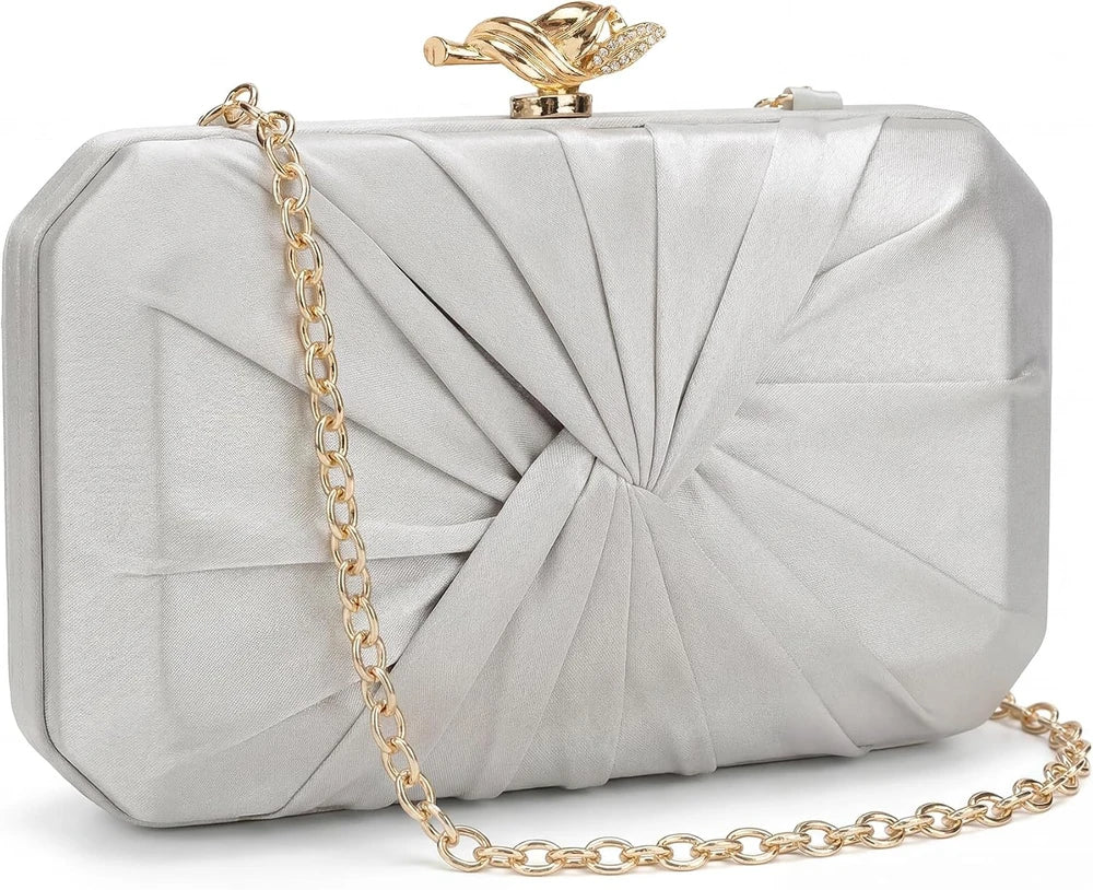 Pleated Satin Evening Clutch