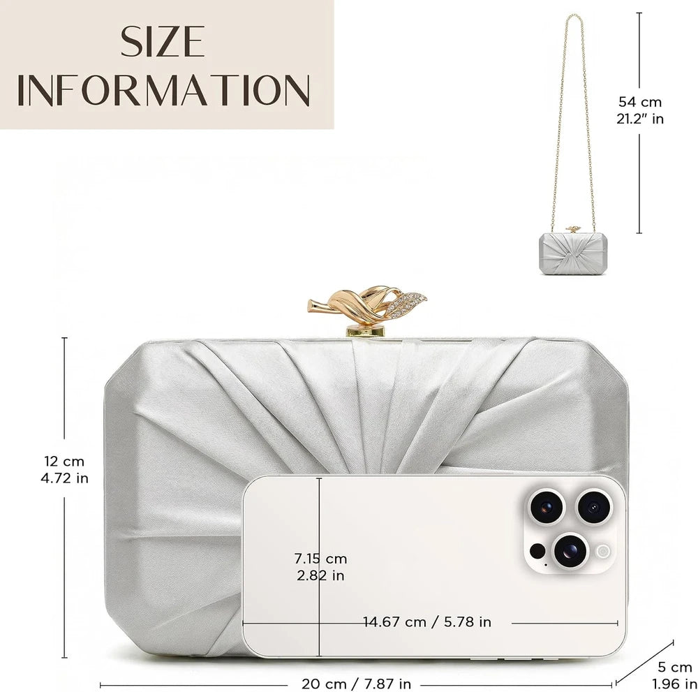 Pleated Satin Evening Clutch