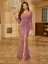 Sequins Split Thigh Evening Dress
