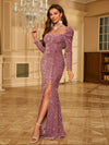 Sequins Split Thigh Evening Dress