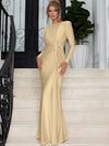 Padded Shoulder Knit Bodycon Maxi Dress