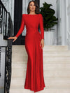Padded Shoulder Knit Bodycon Maxi Dress