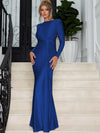Padded Shoulder Knit Bodycon Maxi Dress