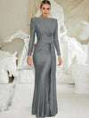 Padded Shoulder Knit Bodycon Maxi Dress