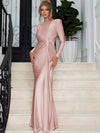 Padded Shoulder Knit Bodycon Maxi Dress