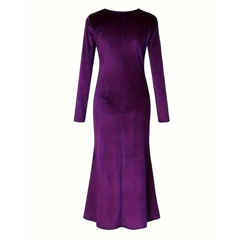 Velvet Long Sleeve Evening Gown