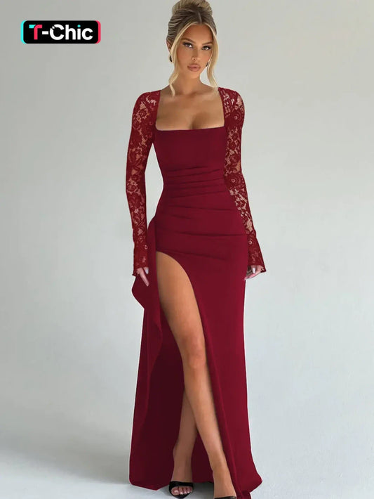 Lace Bodycon Formal Maxi Dress