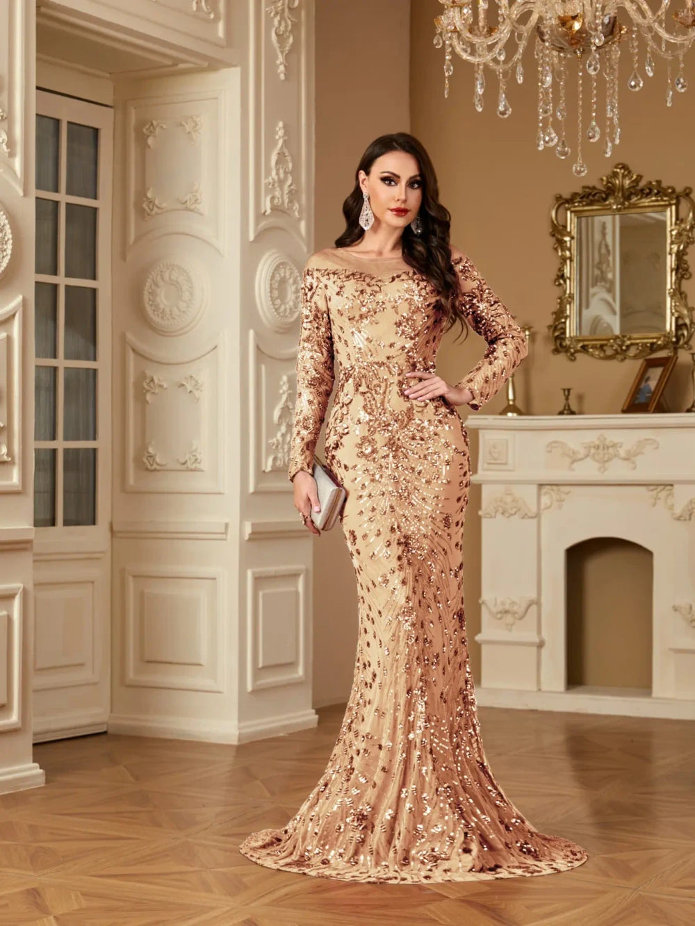 Long Sleeve Mermaid Evening Gown