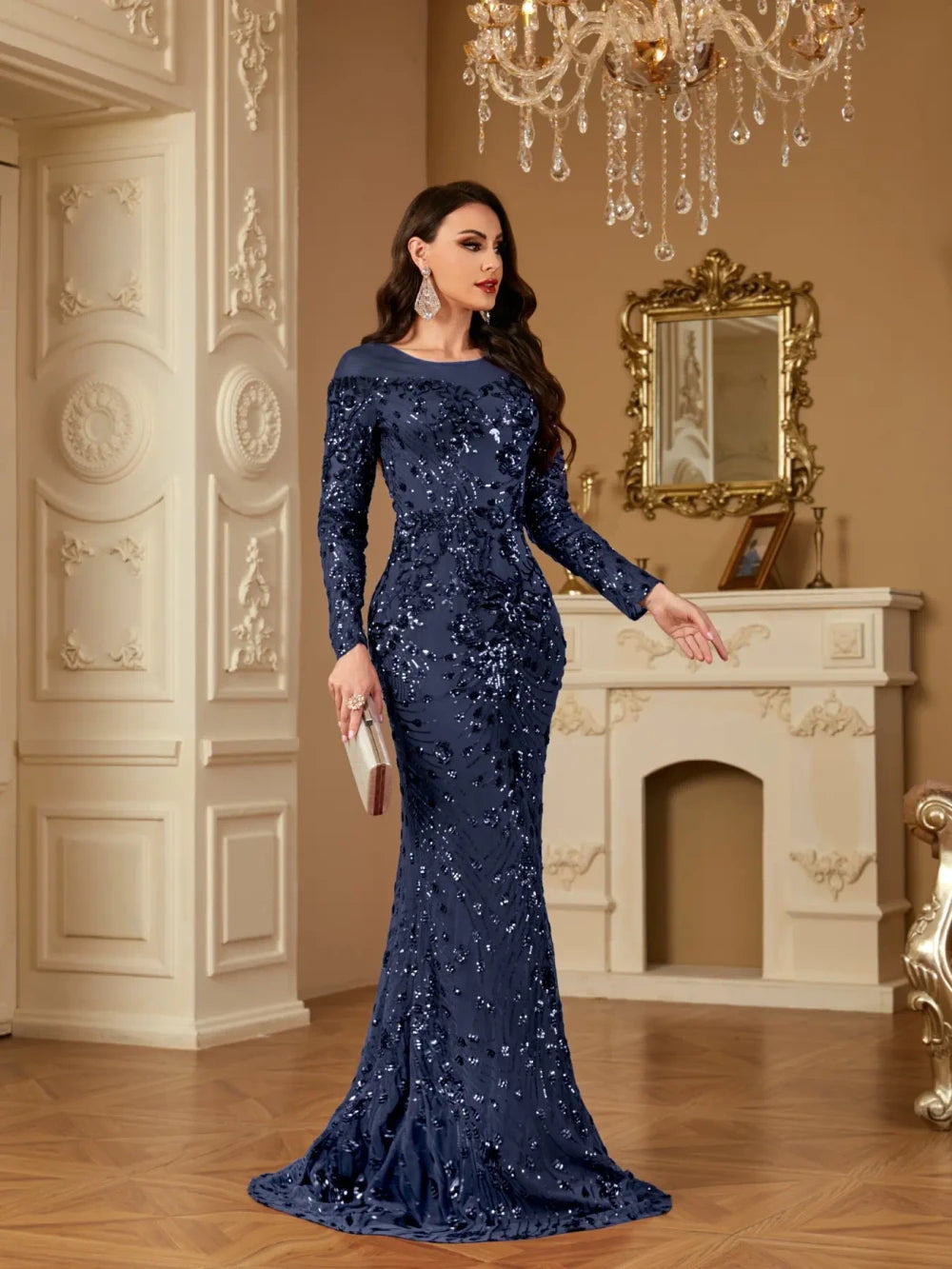 Long Sleeve Mermaid Evening Gown