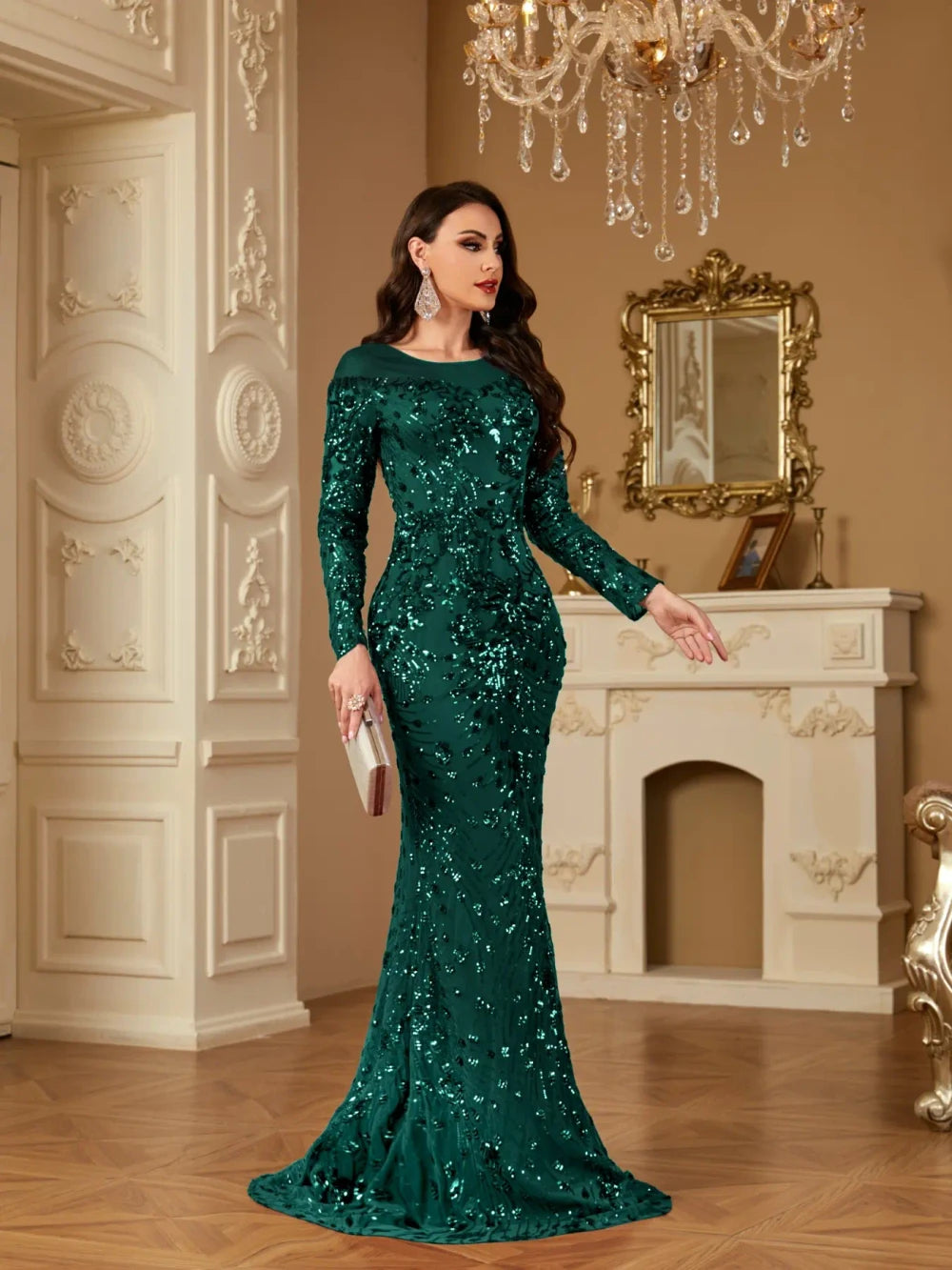 Long Sleeve Mermaid Evening Gown