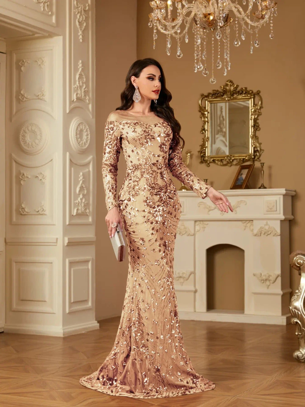 Long Sleeve Mermaid Evening Gown