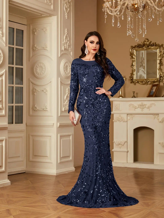 Long Sleeve Mermaid Evening Gown