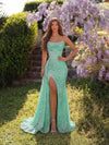 Sequin Strapless Evening Gown