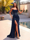 Sequin Strapless Evening Gown