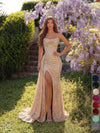 Sequin Strapless Evening Gown
