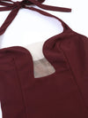 Burgundy Halter Neck Evening Gown