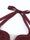 Burgundy Halter Neck Evening Gown