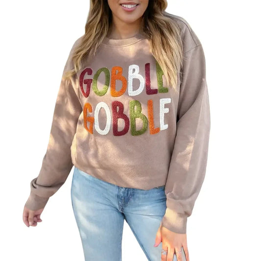 Turkey Day Slogan Pullover Sweatshirt